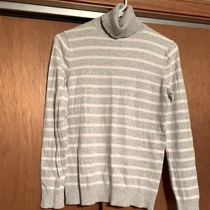 Gap Grey and White Striped Turtleneck